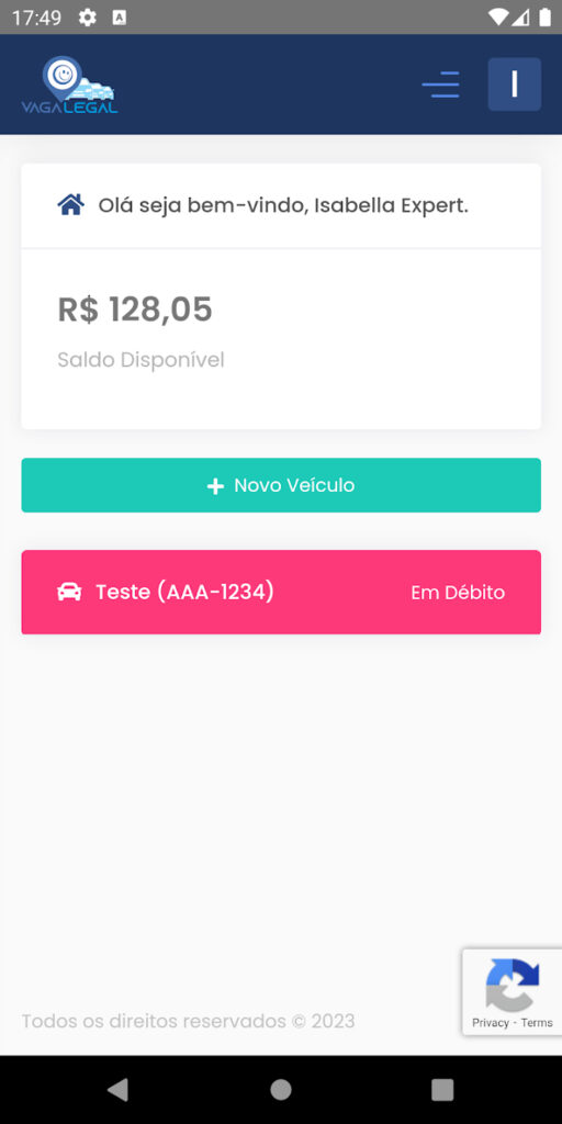 App Vaga Legal Zona Azul Sorocaba - Tela Crédito